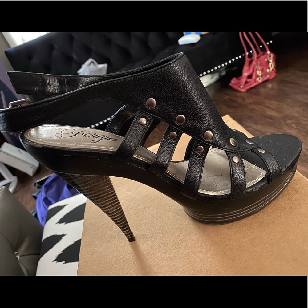 Black Fergalicious platform heel/sandal